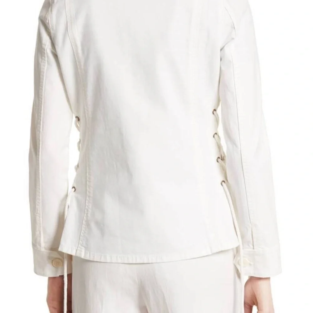 TORY BURCH Sgt. Pepper Utility Jacket w/ Lace-Up Sides in Chalk Sz XS